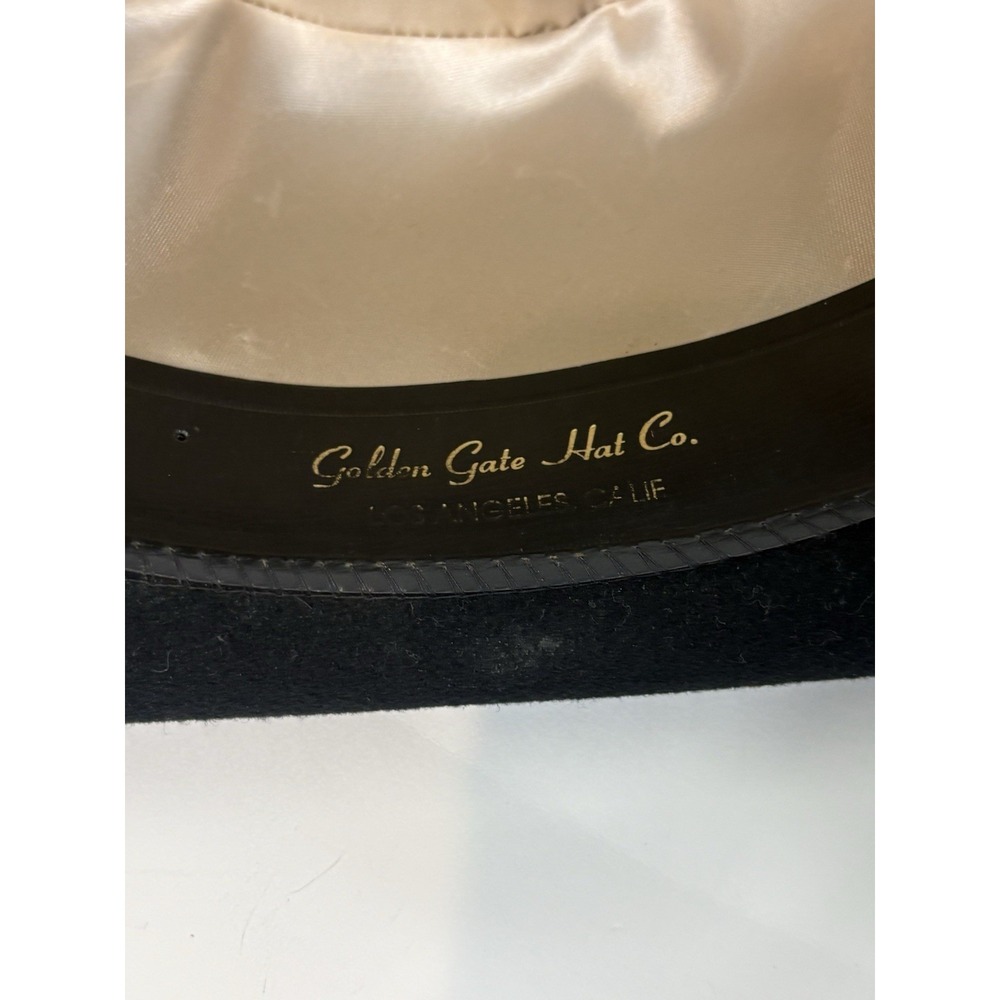 Vintage Golden Gate Hat Company LA Mens Black Wool Godfather Fedora Hat Sz 7 5/8 - Picture 7 of 10